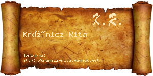 Kránicz Rita névjegykártya